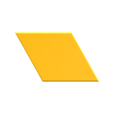 A bright yellow parallelogram color swatch centered on a plain white background.