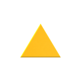 A bright yellow triangular prism block centered on a plain white background.