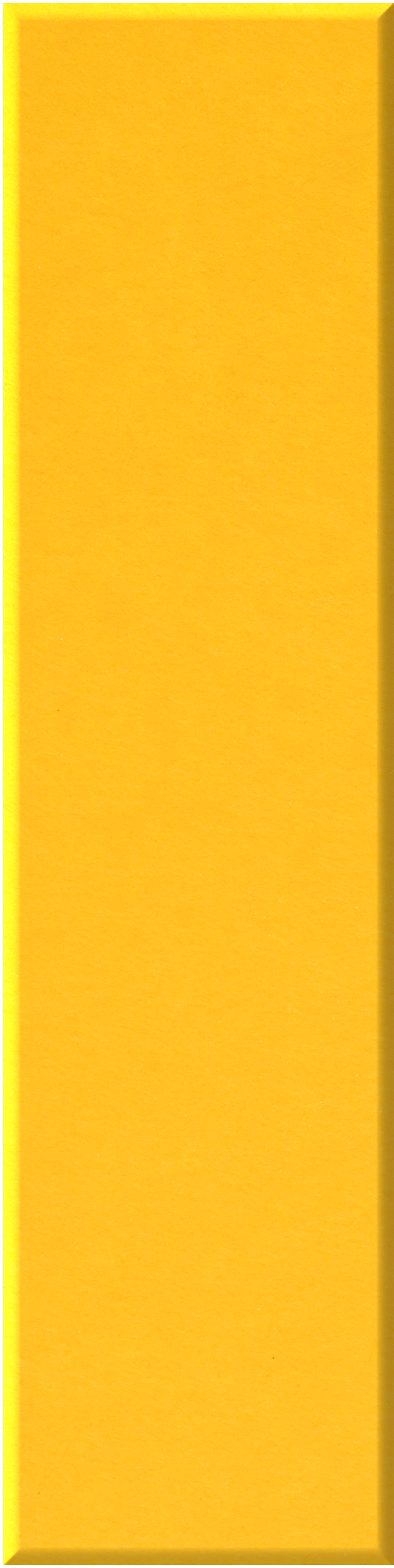 Tall rectangular shiplap tile in solid yellow with beveled edges.