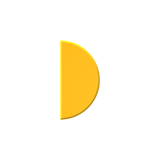 A bright yellow semicircle shape centered on a plain white background.