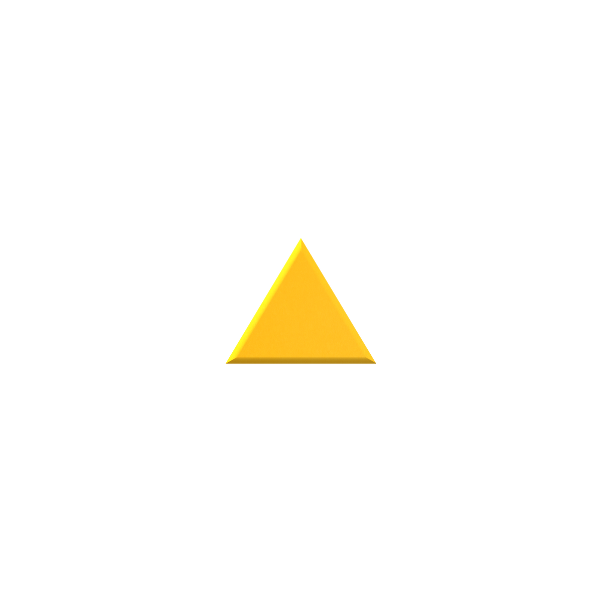 A small yellow triangle centered on a plain white background.