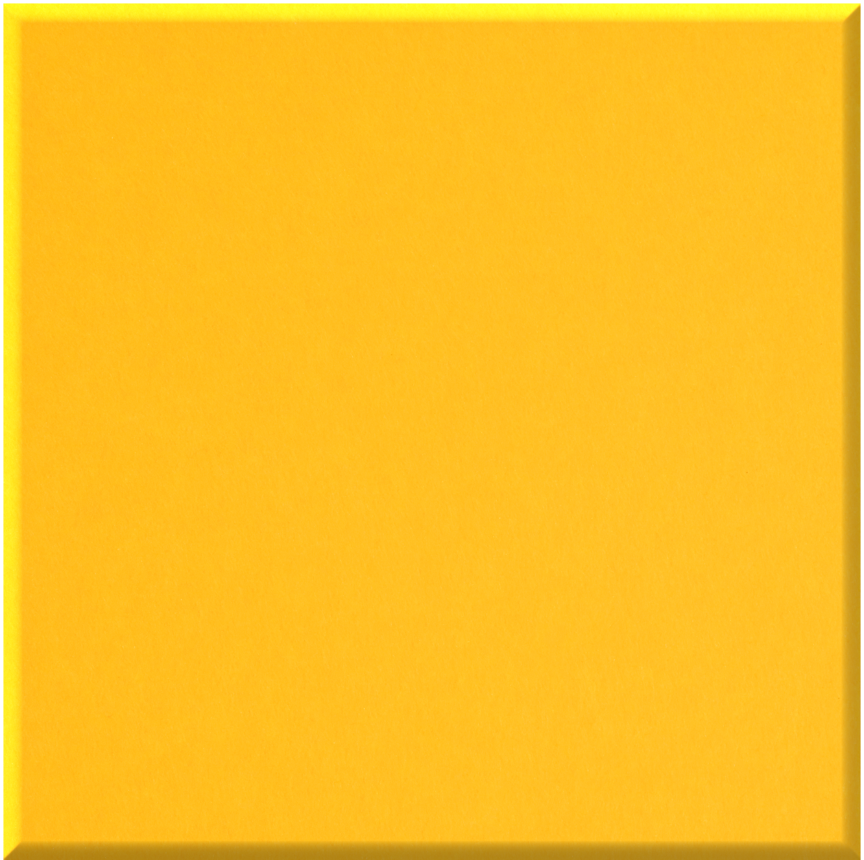 Bright yellow square tile with beveled edges and subtle shadow detail on right and bottom sides.