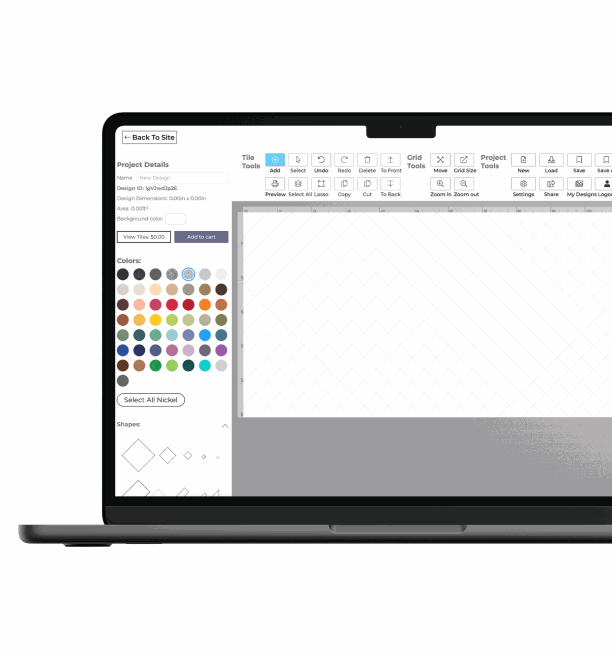 Image of Felt Right's drag-and-drop design studio creating the Shaded Mountain design in different shades of greys and yellows.