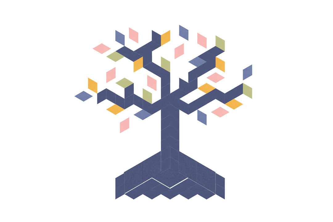 Multicolor diamond tree Felt Right design made from sound-dampening acoustic felt panels