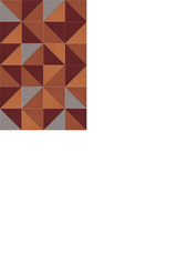 Geometric pattern with repeating diamond and triangular shapes in burgundy, rust, orange, and gray tones.