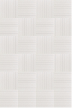 White wall paneling with vertical slats and horizontal line patterns arranged in a grid layout.