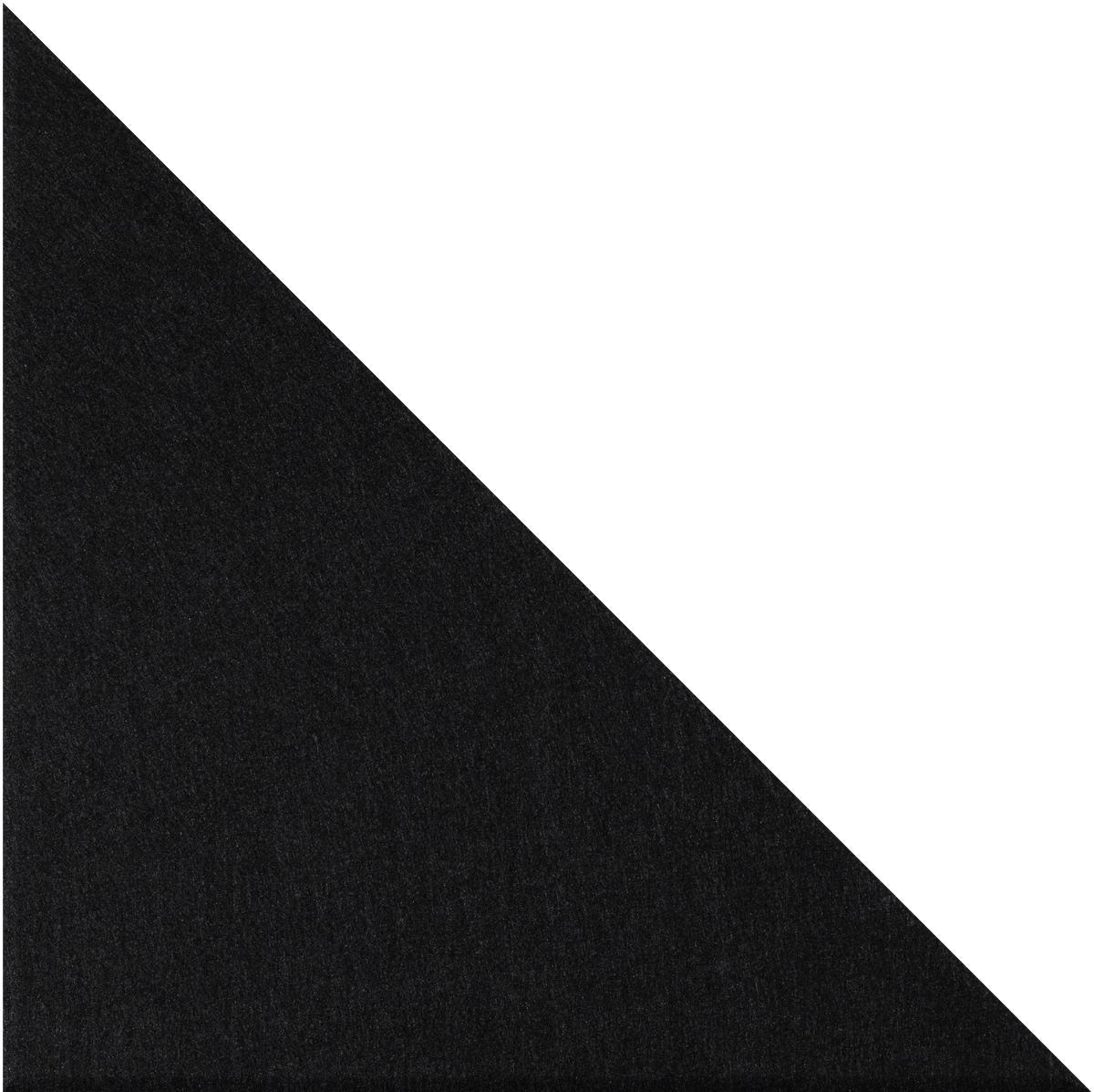 Black right-angled triangle tile with textured surface against white background.