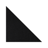A solid black triangular shape with a textured surface, positioned in the lower-left corner of a plain white background.