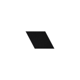 A solid black parallelogram-shaped felt or fabric swatch centered on a plain white background.