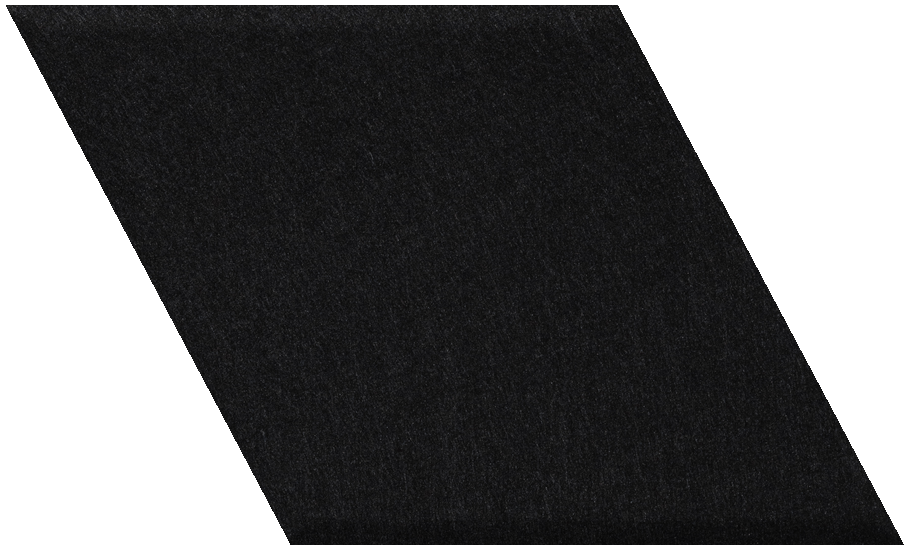 Black diamond-shaped tile with textured surface and angled edges.