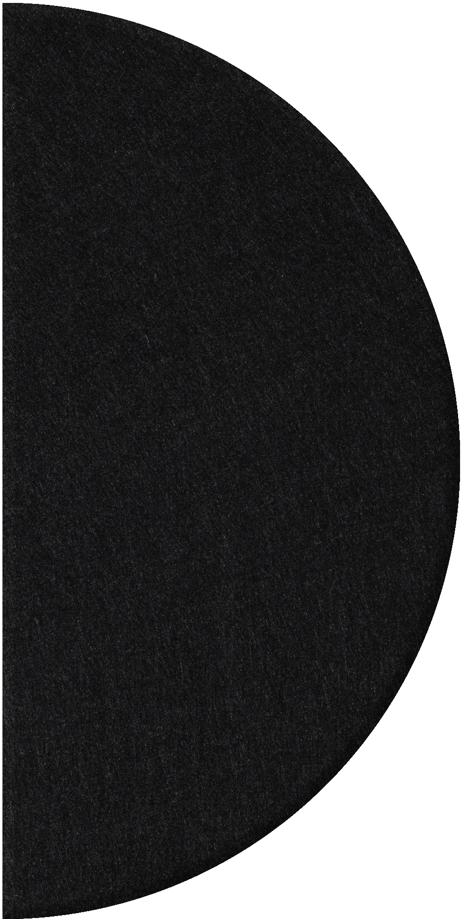 Black half-circle tile with speckled granite texture against white background.