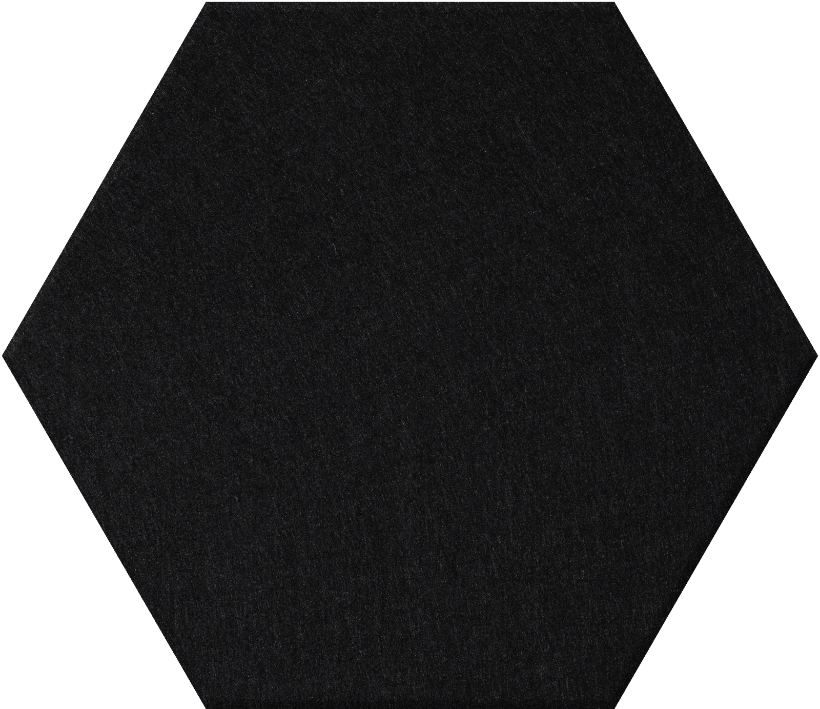 Black hexagonal tile with matte textured surface.