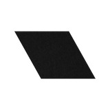 A solid black parallelogram-shaped tile or swatch with a subtle textured surface, centered on a plain white background.