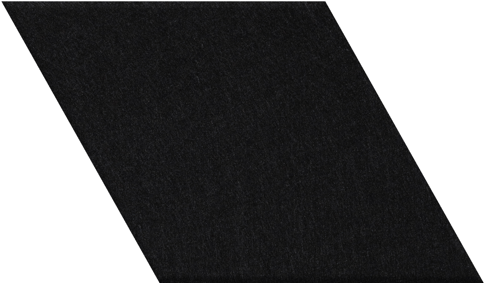 Black diamond-shaped tile with textured surface and angled edges.