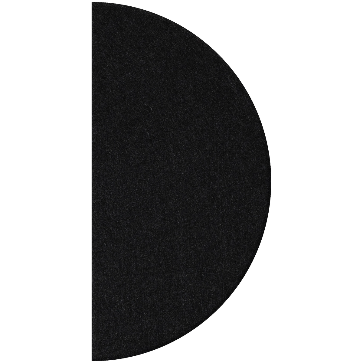 A black semi-circular felt or fabric pad shown against a plain white background.