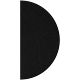 A black semi-circular felt or fabric pad shown against a plain white background.