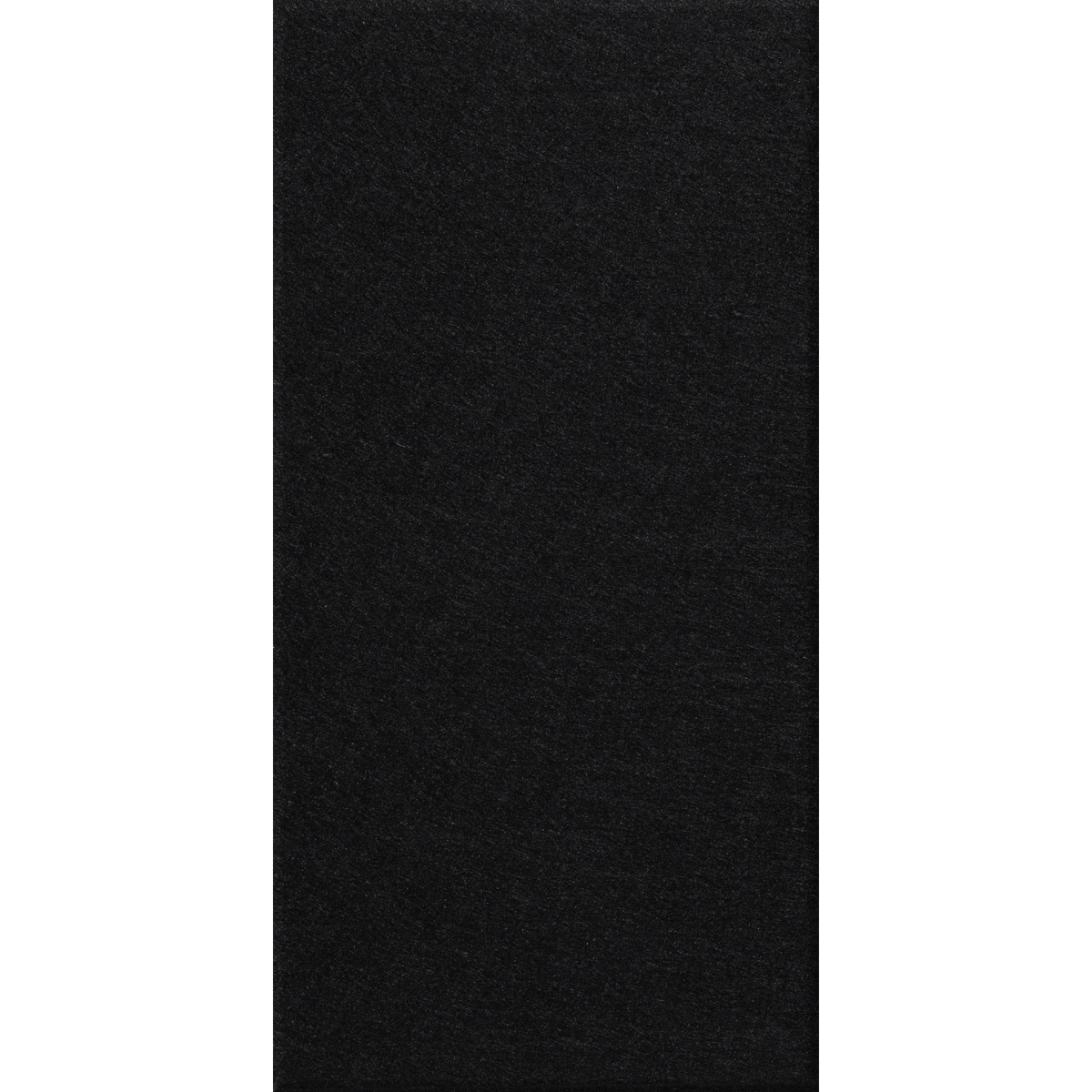 A solid black textured fabric or carpet swatch shown vertically against a white background.