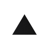 A solid black triangle centered on a plain white background.