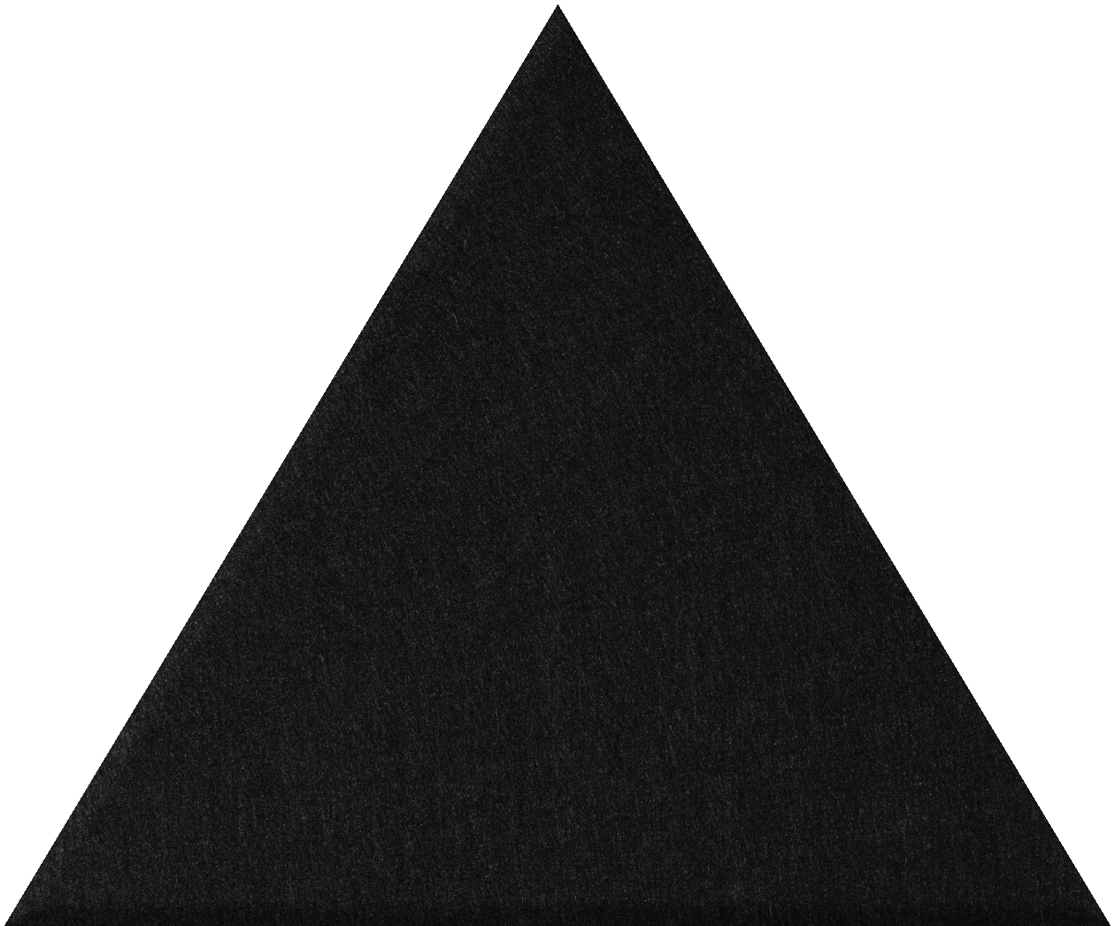 Black triangular tile with textured surface and pointed apex.