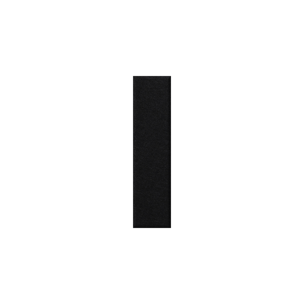 A solid black rectangular block centered vertically on a plain white background.