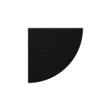 A black semi-circular or quarter-circle shaped panel with a fine textured surface, positioned on a solid white background.