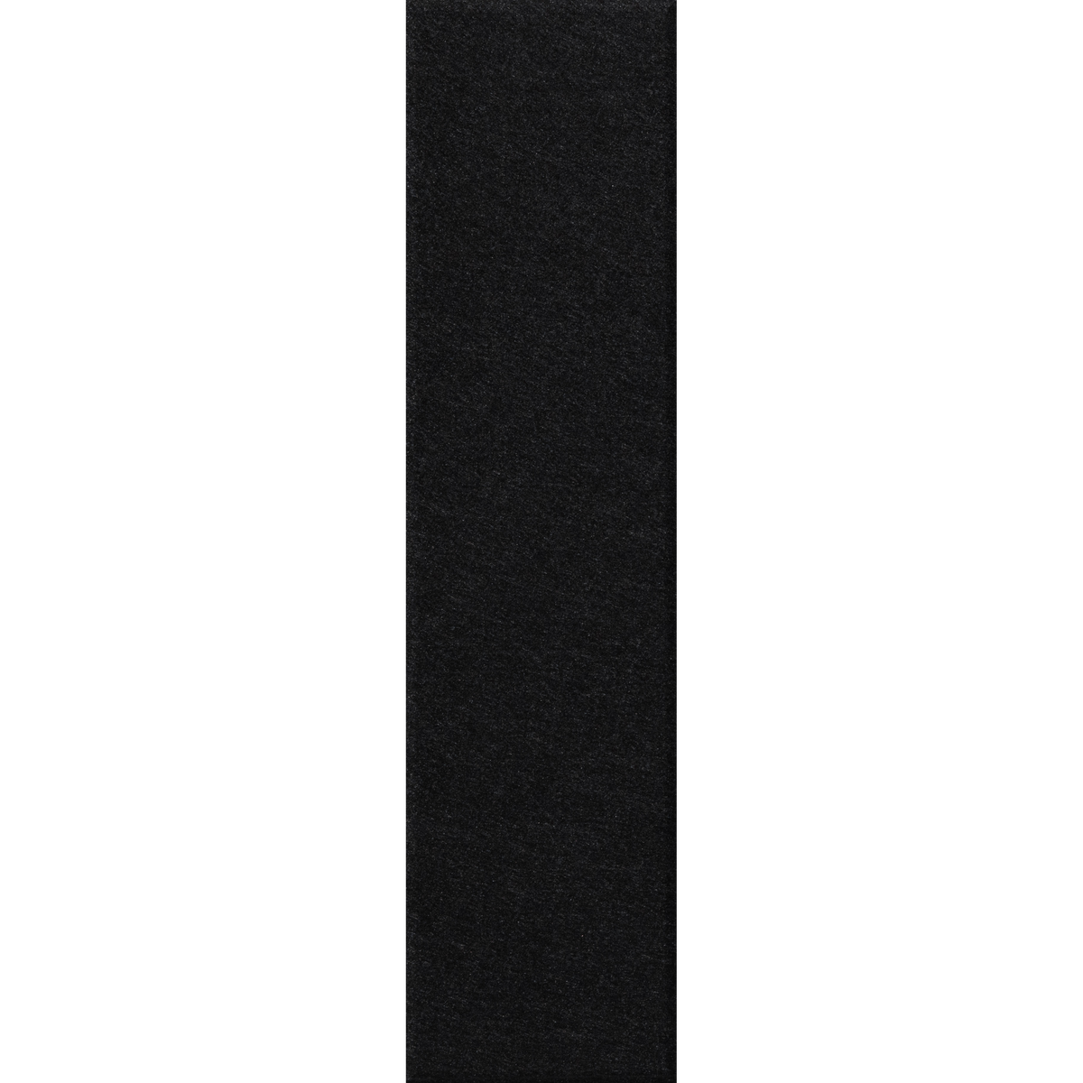 A vertical black textured strip centered on a white background, showing a close-up material or color sample.