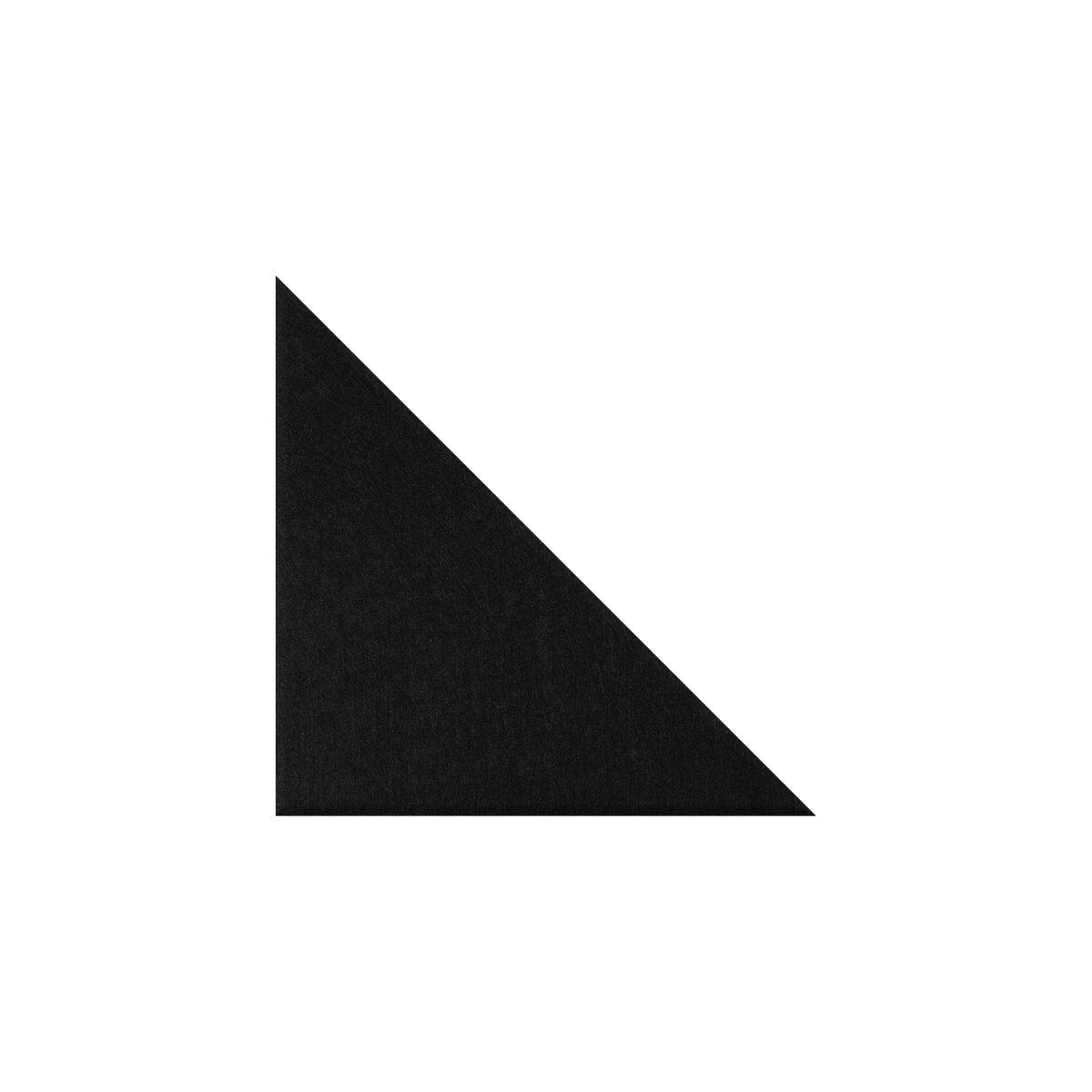 A solid black triangular wedge with a textured surface, positioned on a plain white background.