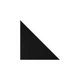 A solid black triangular wedge with a textured surface, positioned on a plain white background.