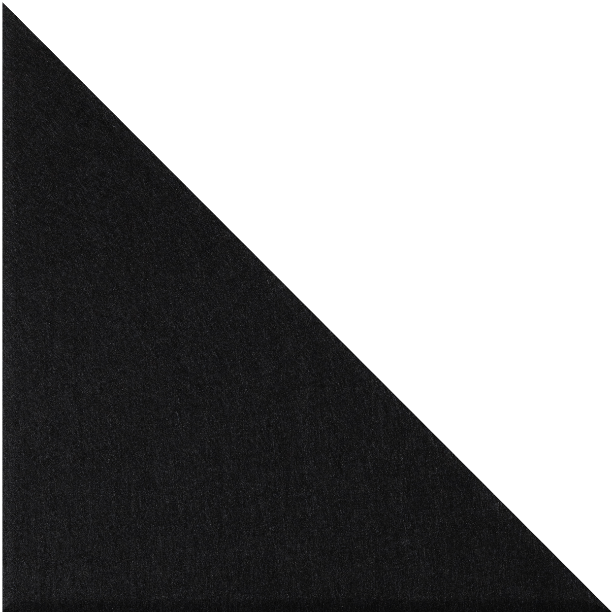 Black right triangle tile with textured matte finish and 90-degree angle.