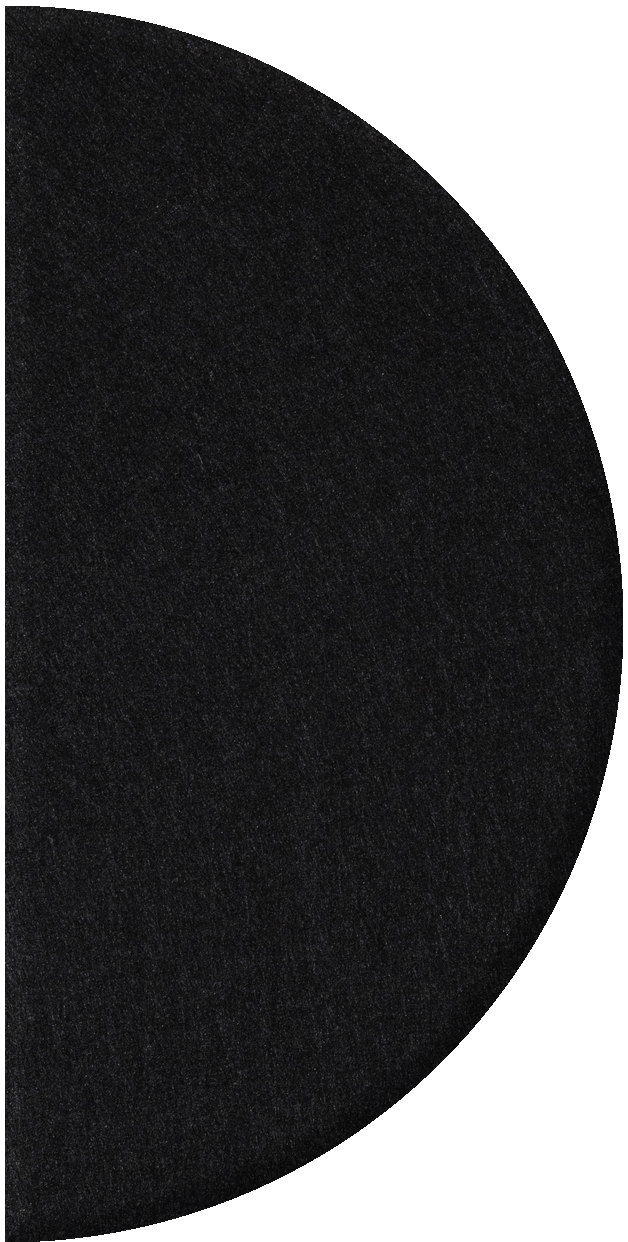 Black half circle tile with textured surface.