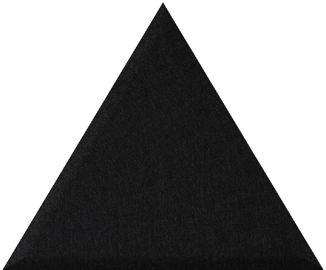 Black equilateral triangle tile with textured surface.