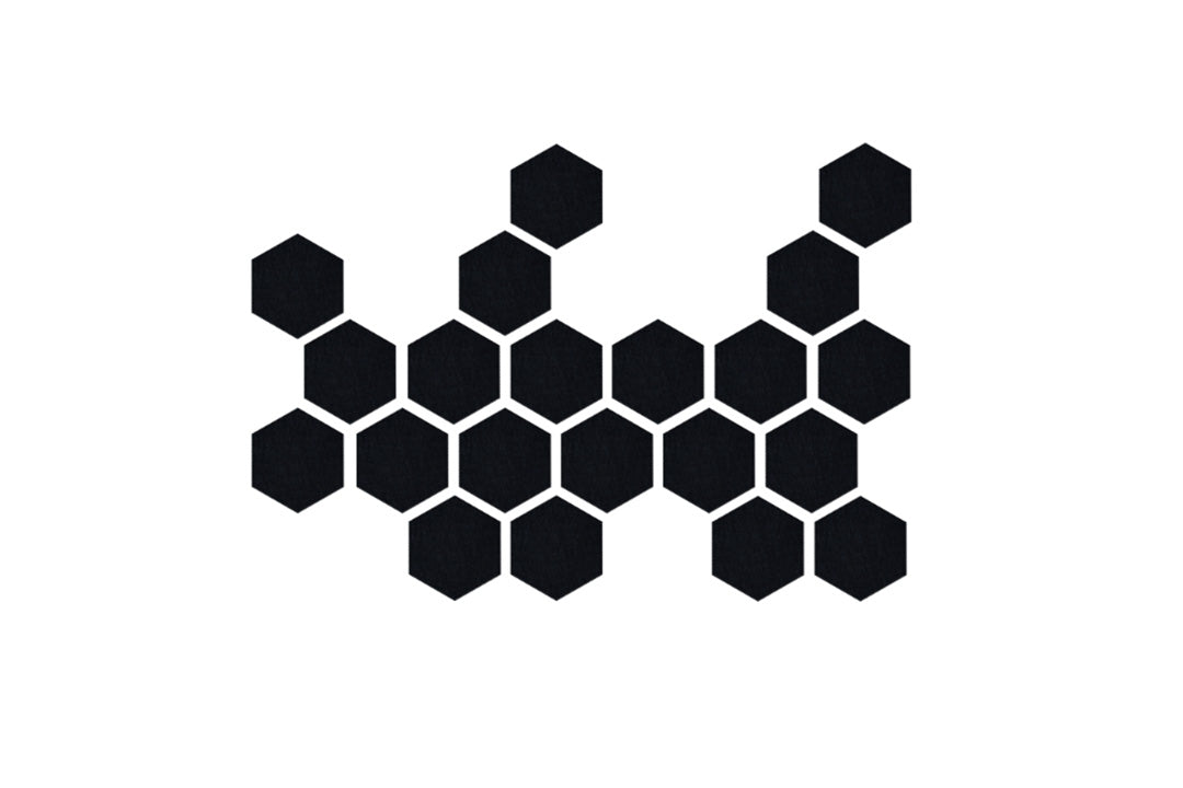Black hexagon Felt Right design made from sound-dampening acoustic felt panels