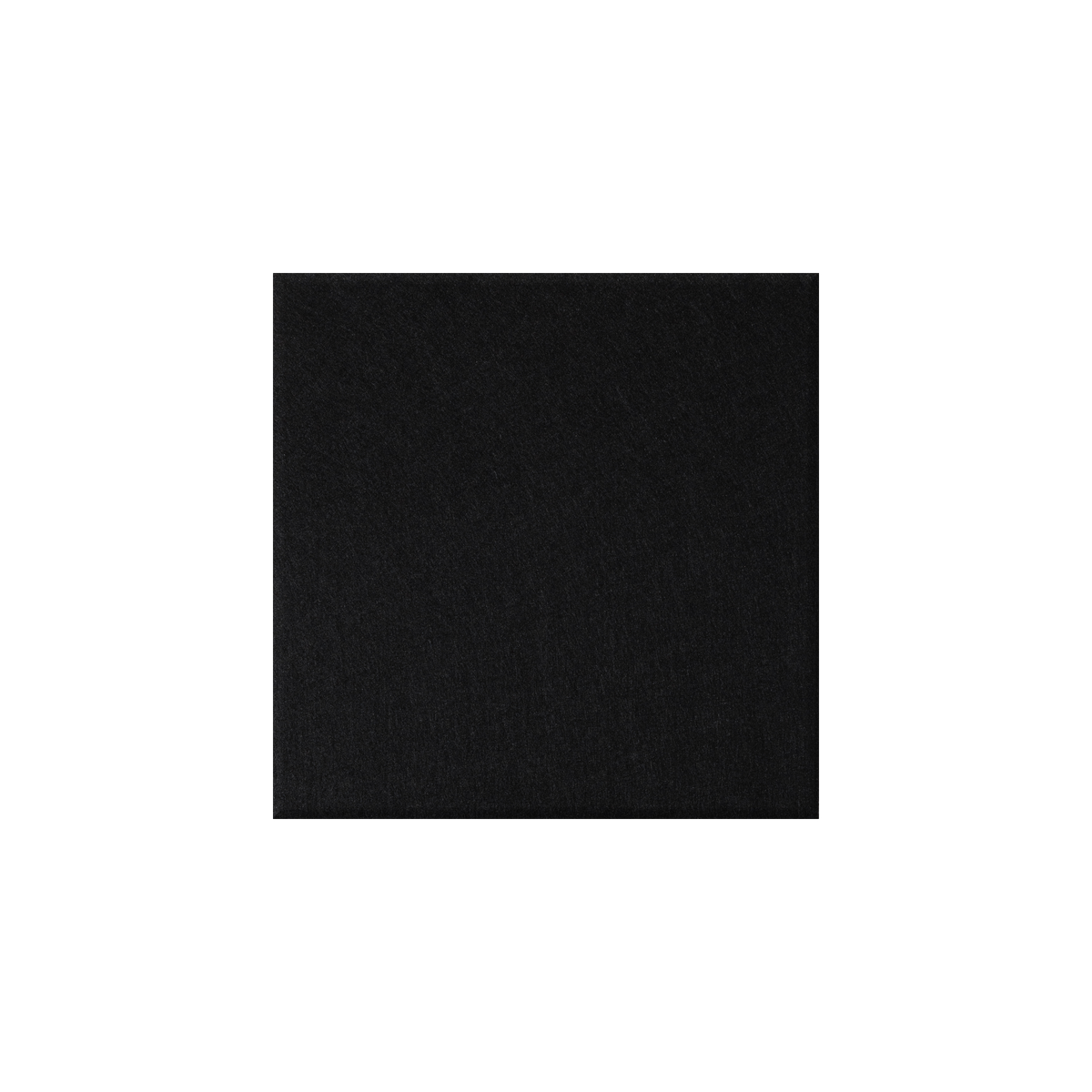 A solid black square acoustic tile sample centered on a plain white background.