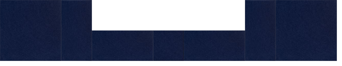 Modern counter design with dark navy paneling and white horizontal accent strip.