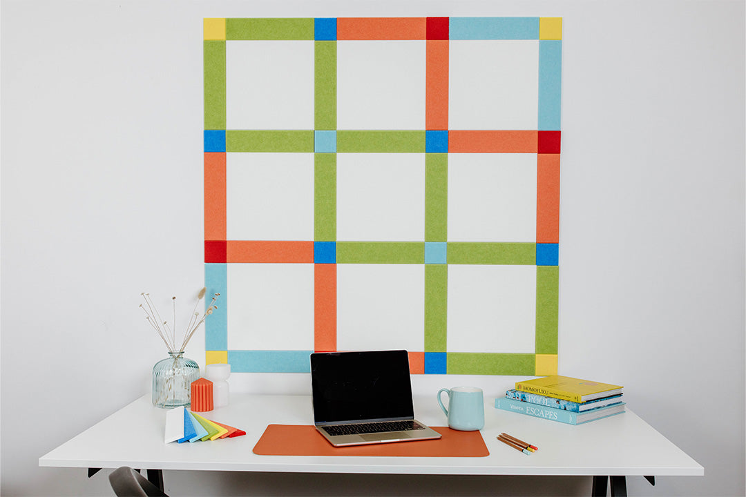 Pinnable Felt Right Wall Design Multicolor using yellow, orange, baby blue, blue, green and red