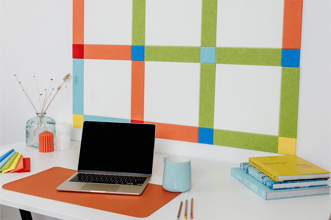 Pinnable Felt Right Wall Design Multicolor using yellow, orange, baby blue, blue, green and red
