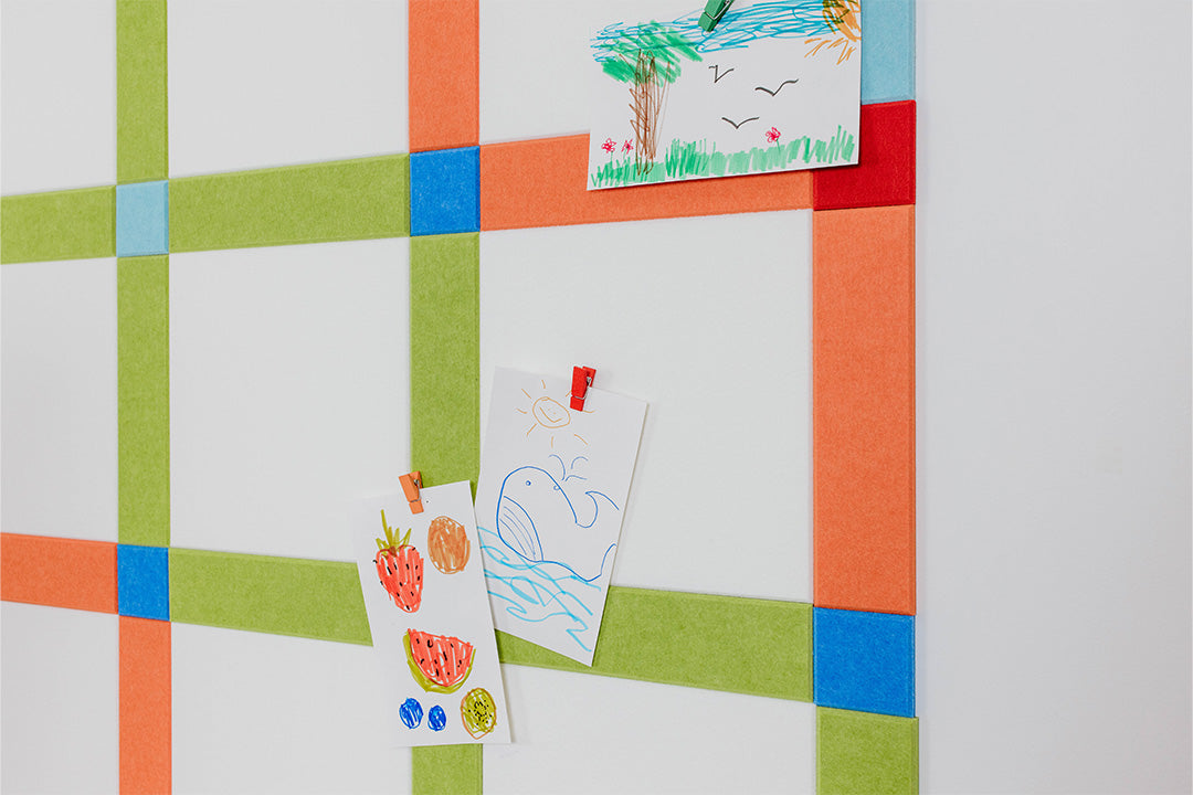 Pinnable Felt Right Wall Design Multicolor using yellow, orange, baby blue, blue, green and red