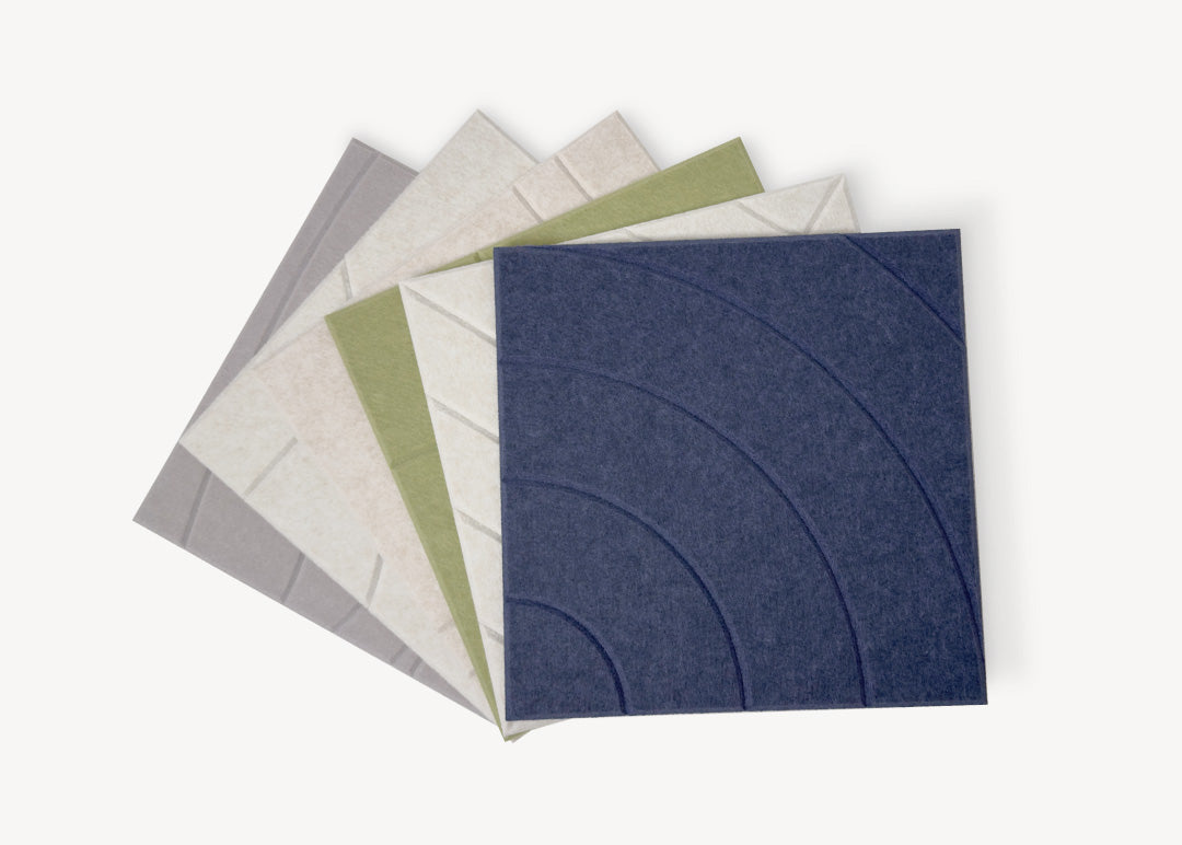 Set of felt swatches in various colors on a white background