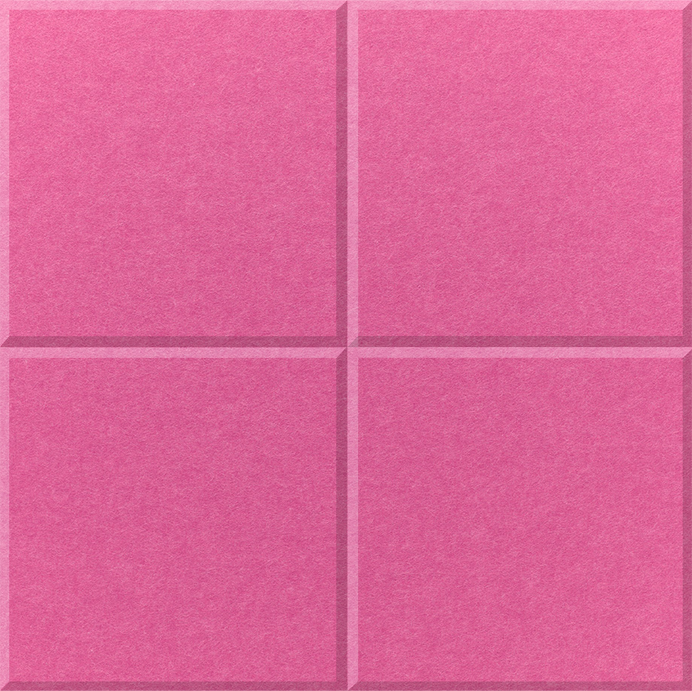 Hot Pink square felt tile with one horizontal line across the middle and one vertical line down the middle.