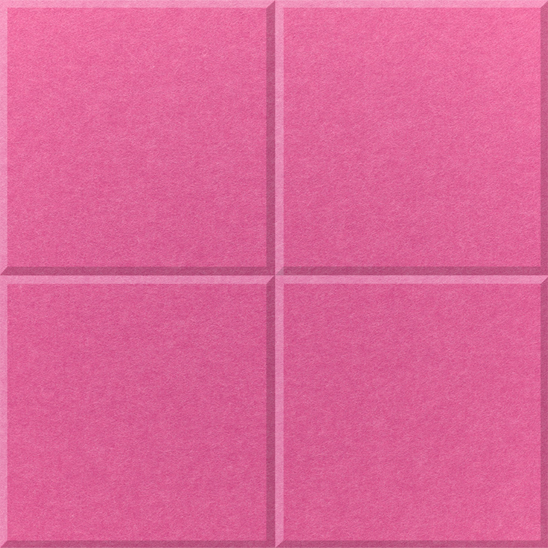 Hot Pink square felt tile with one horizontal line across the middle and one vertical line down the middle.