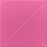 Hot Pink square felt tile with two diagonal lines that intersect to make a cross at the center.