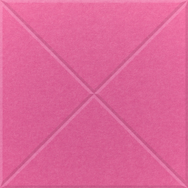Hot Pink square felt tile with two diagonal lines that intersect to make a cross at the center.
