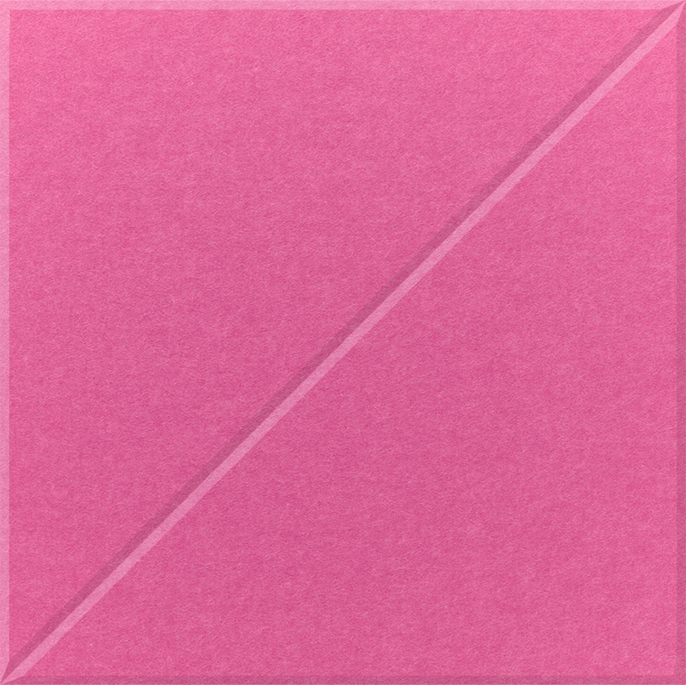 Hot pink square felt tile with one diagonal line in the slash design
