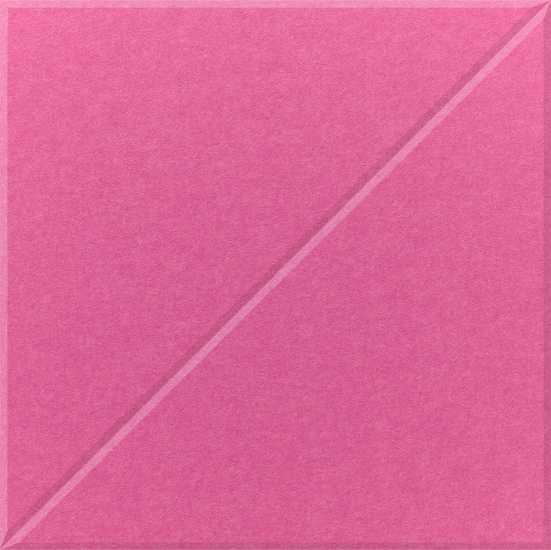 Hot pink square felt tile with one diagonal line in the slash design