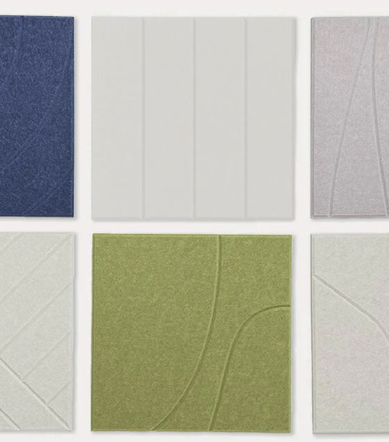 Collection of textured fabric swatches in various colors on a white background