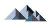 Two sets of overlapping geometric triangles in light blue, dark gray, charcoal, and teal on white background.