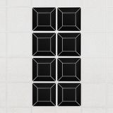 Facet felt drop ceiling tiles in Ebony with a beveled frame pattern, set of 8 in a 2 x 4 layout
