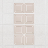 Facet felt drop ceiling tiles in Ivory with a beveled frame pattern, set of 8 in a 2 x 4 layout