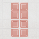 Facet felt drop ceiling tiles in Coral with a beveled frame pattern, set of 8 in a 2 x 4 layout