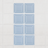 Facet felt drop ceiling tiles in Powder Blue with a beveled frame pattern, set of 8 in a 2 x 4 layout
